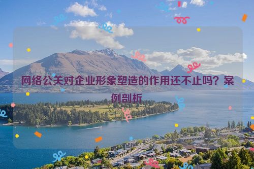 网络公关对企业形象塑造的作用还不止吗？案例剖析