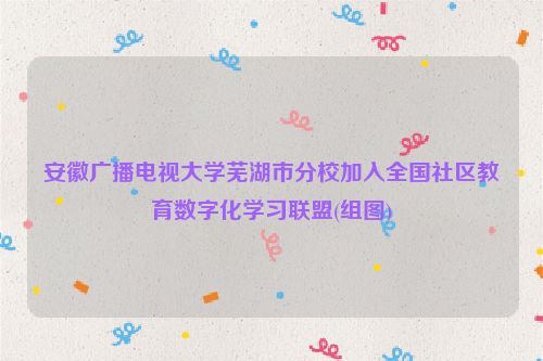 安徽广播电视大学芜湖市分校加入全国社区教育数字化学习联盟(组图)