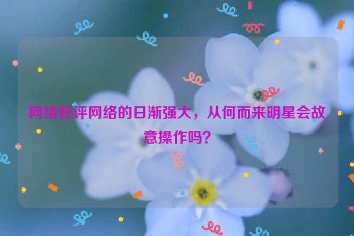 网络好评网络的日渐强大，从何而来明星会故意操作吗？