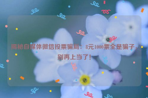 揭秘自媒体微信投票骗局：8元1000票全是骗子，别再上当了！