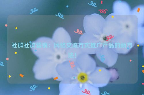 社群社群营销：网络交流方式推广产品的新方法！